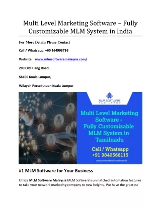 Multi Level Marketing Software – Fully Customizable MLM System in India