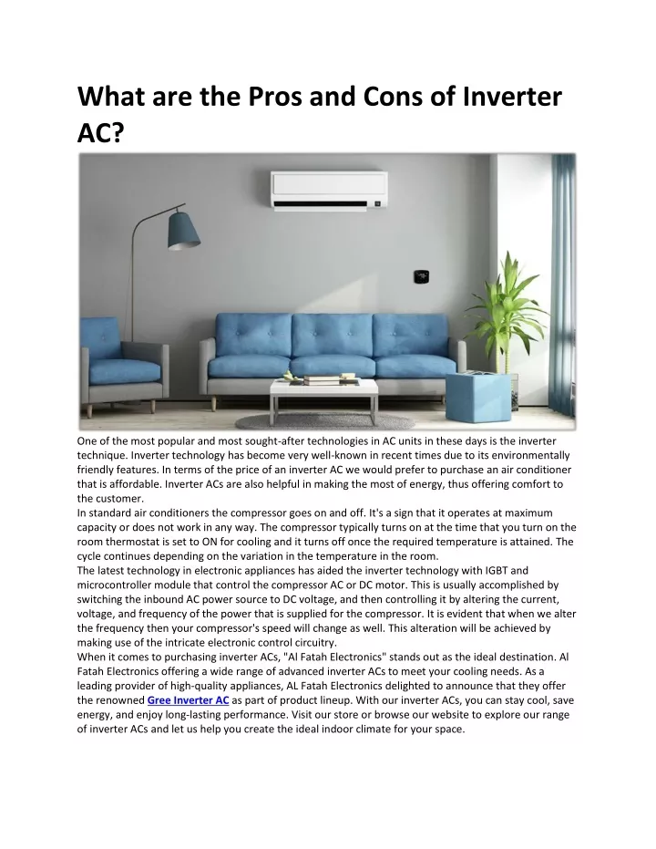 what are the pros and cons of inverter ac