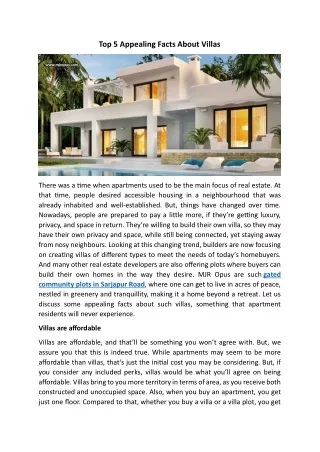 Top 5 Appealing Facts About Villas