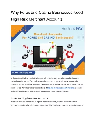 Why Forex and Casino Businesses Need High Risk Merchant Accounts