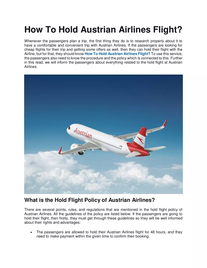 how to hold austrian airlines flight whenever