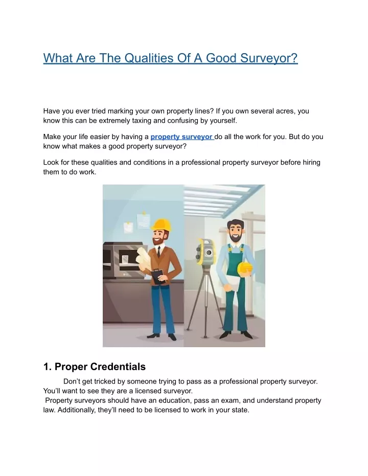 what are the qualities of a good surveyor