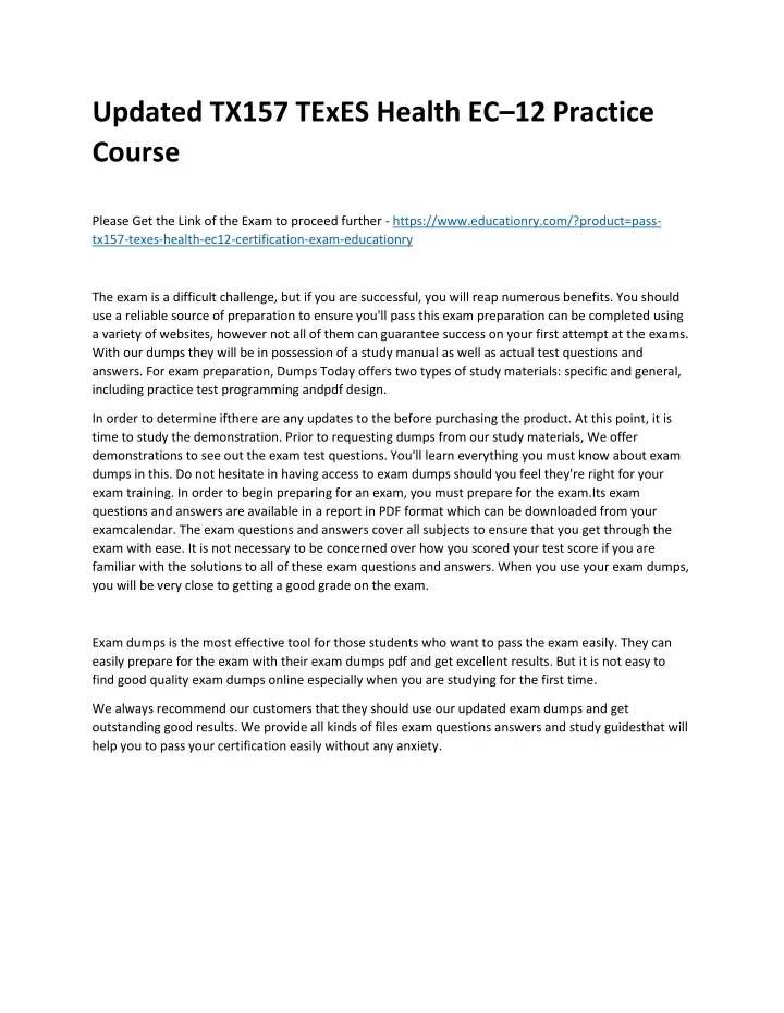 updated tx157 texes health ec 12 practice course