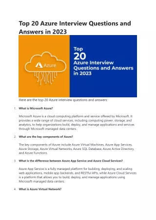 top 20 azure interview questions and answers