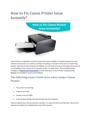 how to fix canon printer issue instantly