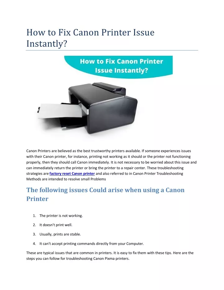 how to fix canon printer issue instantly