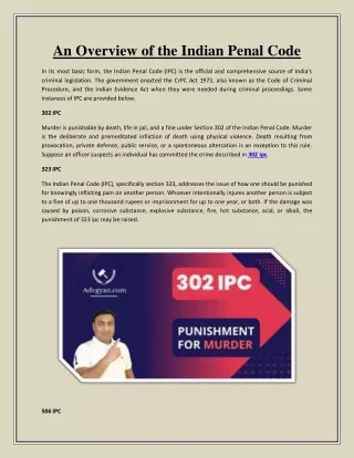 An Overview of the Indian Penal Code