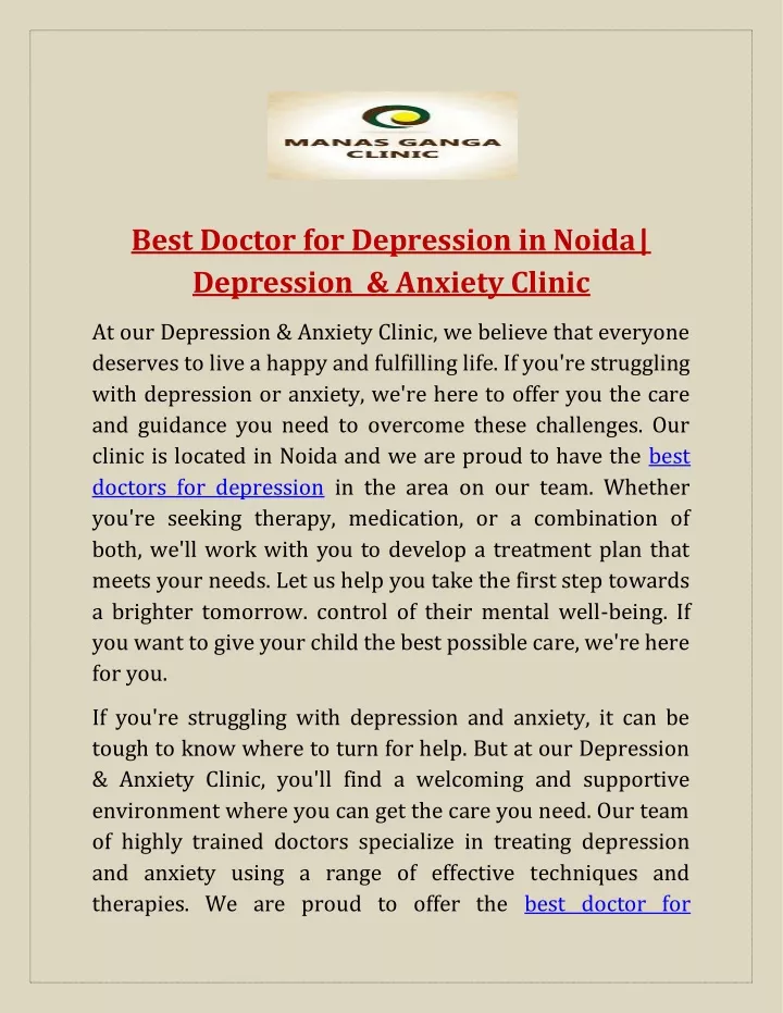 best doctor for depression in noida depression