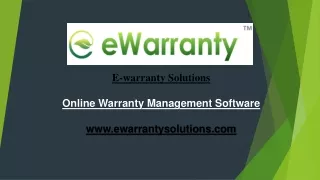 Online Warranty Management  Software and Product Warranty Management