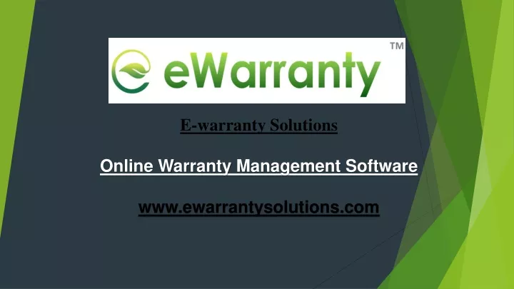 e warranty solutions o nline warranty management
