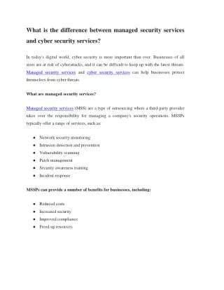 What is the difference between managed security services and cyber security services