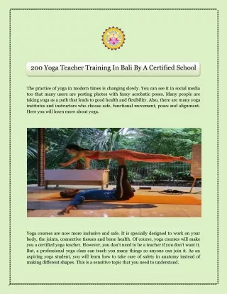 200 Yoga Teacher Training In Bali By A Certified School