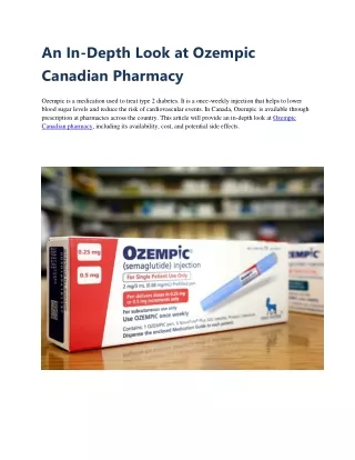 An In-depth look at Ozempic Canadian Pharmacy