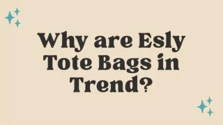 Why are Esly Tote Bags in Trend