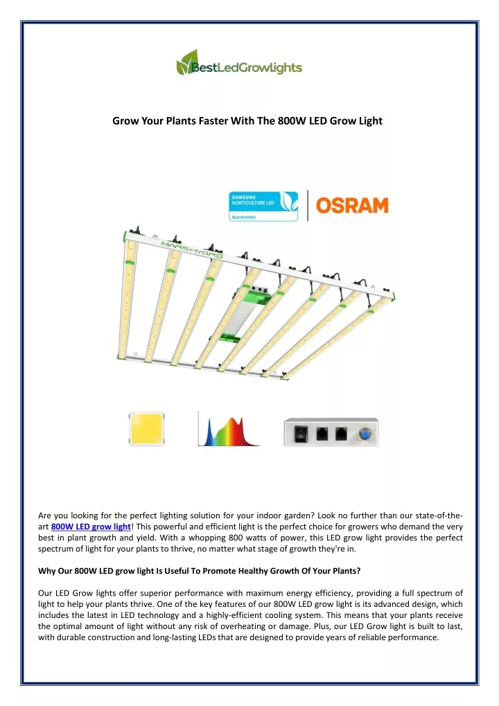 grow your plants faster with the 800w led grow