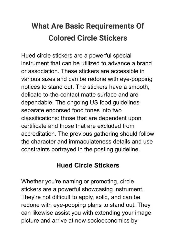 what are basic requirements of colored circle