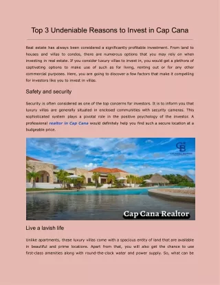 Top 3 Undeniable Reasons to Invest in Cap Cana