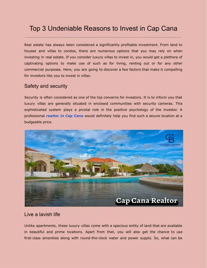 top 3 undeniable reasons to invest in cap cana