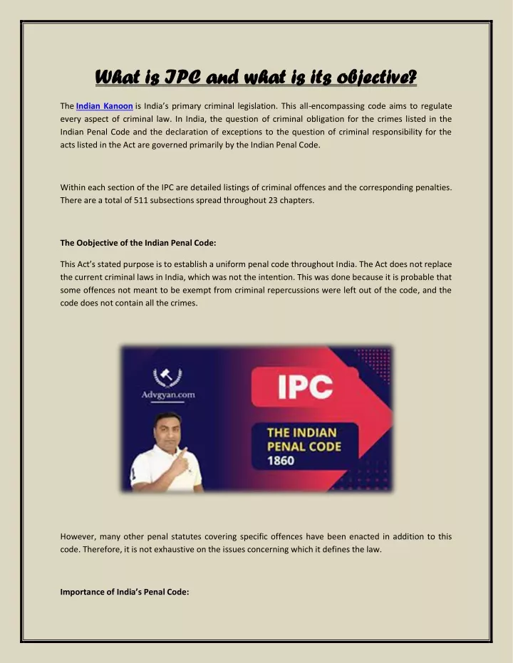 what is ipc and what is its objective what