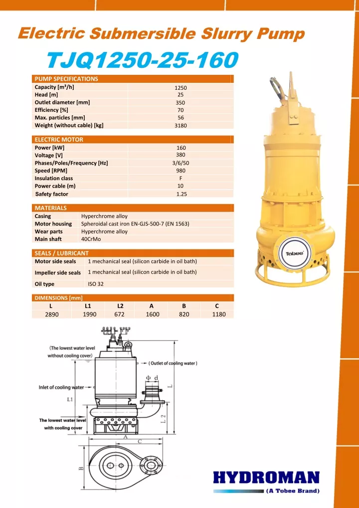 electric submersible slurry p u mp tjq 1250