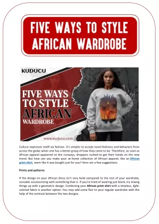 Five Ways to Style African Wardrobe