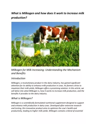What is Milkogen and how does it work to increase milk production?