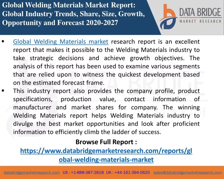 global welding materials market report global