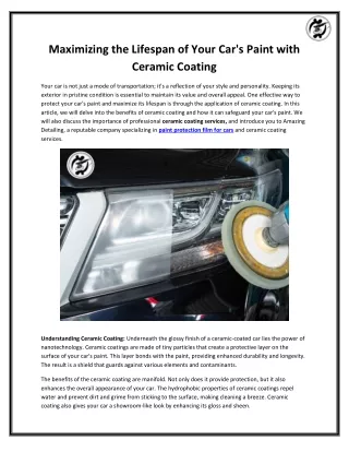 Maximizing the Lifespan of Your Car's Paint with Ceramic Coating