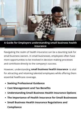 A Guide for Employers understanding small business health insurance