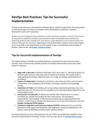 devops best practices tips for successful
