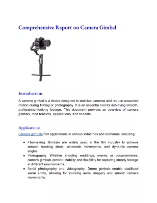 comprehensive report on camera gimbal