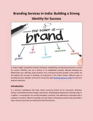 Branding Services in India: Building a Strong Identity for Success
