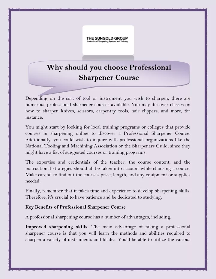 why should you choose professional sharpener