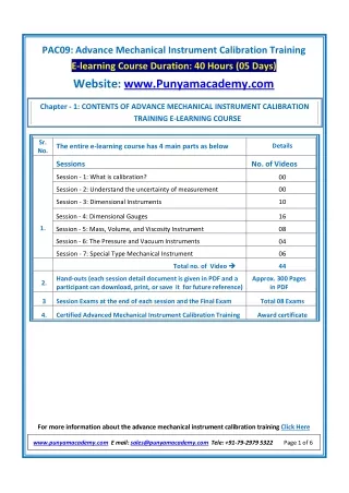 pac09 advance mechanical instrument calibration