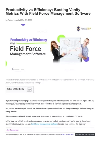 Productivity vs Efficiency: Busting Vanity Metrics With Field Force Management S