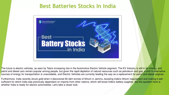 best batteries stocks in india