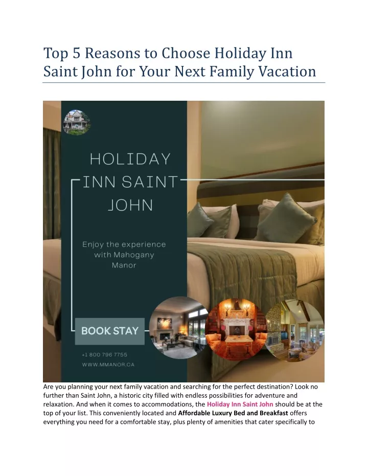 top 5 reasons to choose holiday inn saint john