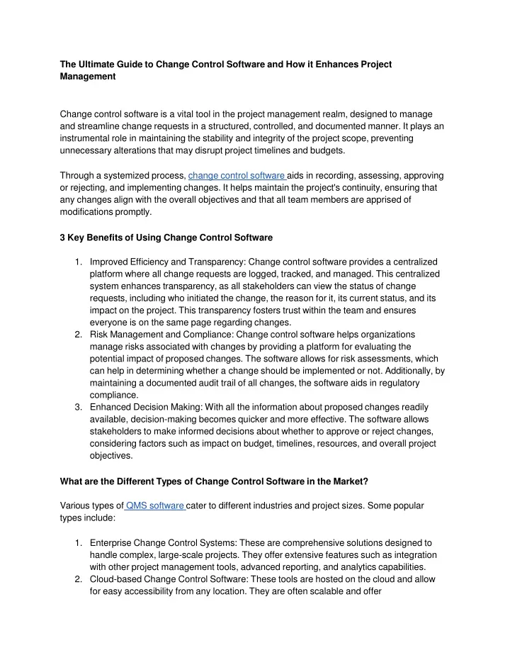 the ultimate guide to change control software