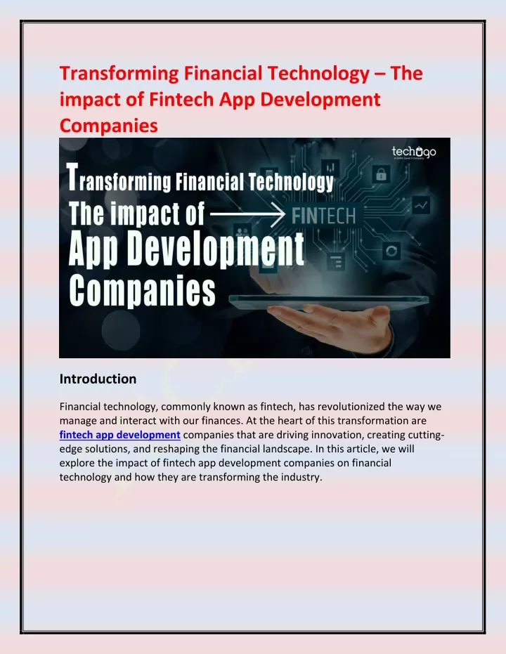 transforming financial technology the impact