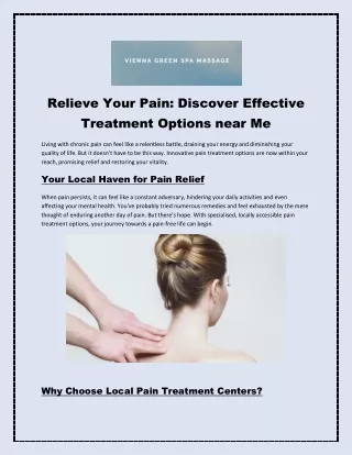 Relieve Your Pain: Discover Effective Treatment Options Near Me