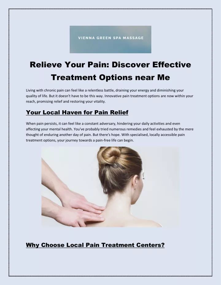 relieve your pain discover effective treatment