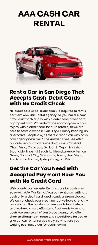 car rental that take cash near me