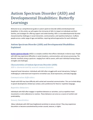 autism spectrum disorder asd and developmental