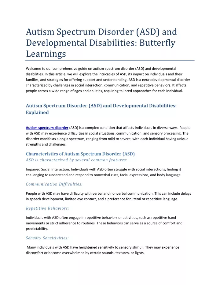 autism spectrum disorder asd and developmental