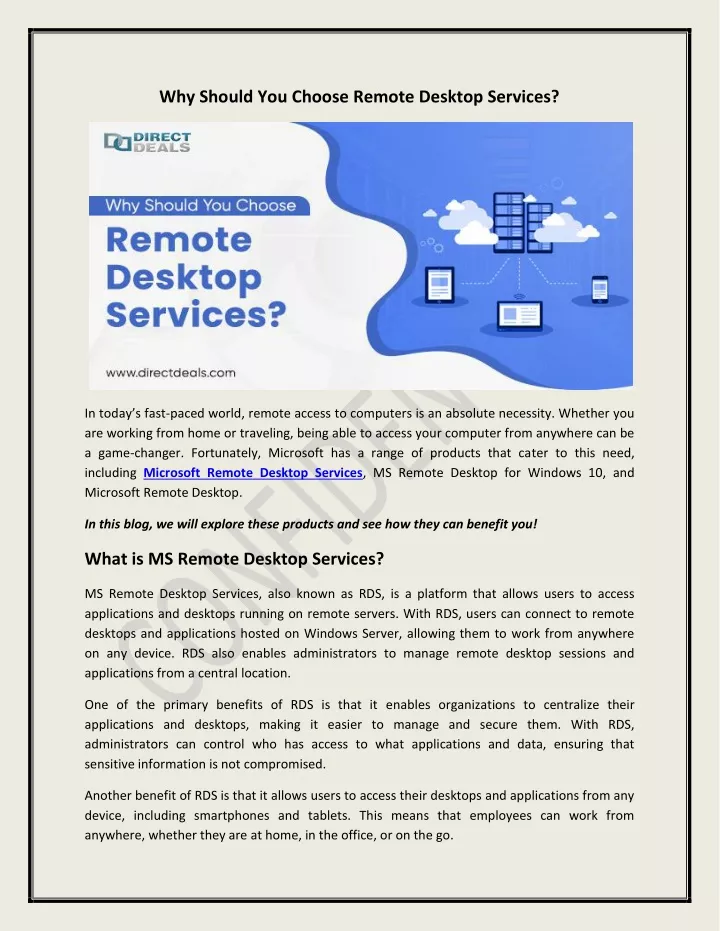 why should you choose remote desktop services