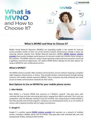 What is MVNO and How to Choose It