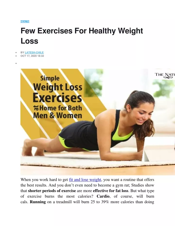 health few exercises for healthy weight loss