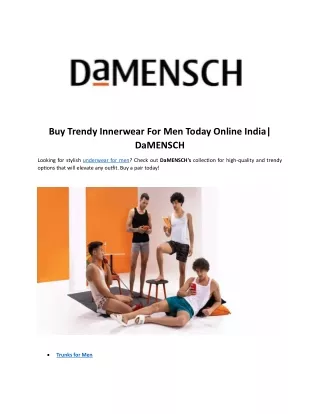 Buy Trendy Innerwear For Men Today Online India DaMENSCH