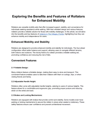 exploring the benefits and features of rollators