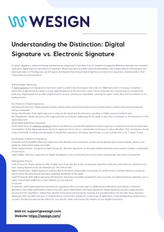 Understanding the Distinction Digital Signature vs. Electronic Signature